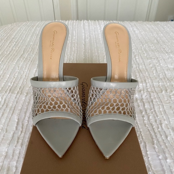 Gianvito Rossi Gray Alisia Mule Sandal Heel Nappa Mist Mesh size 39 - Picture 5 of 17